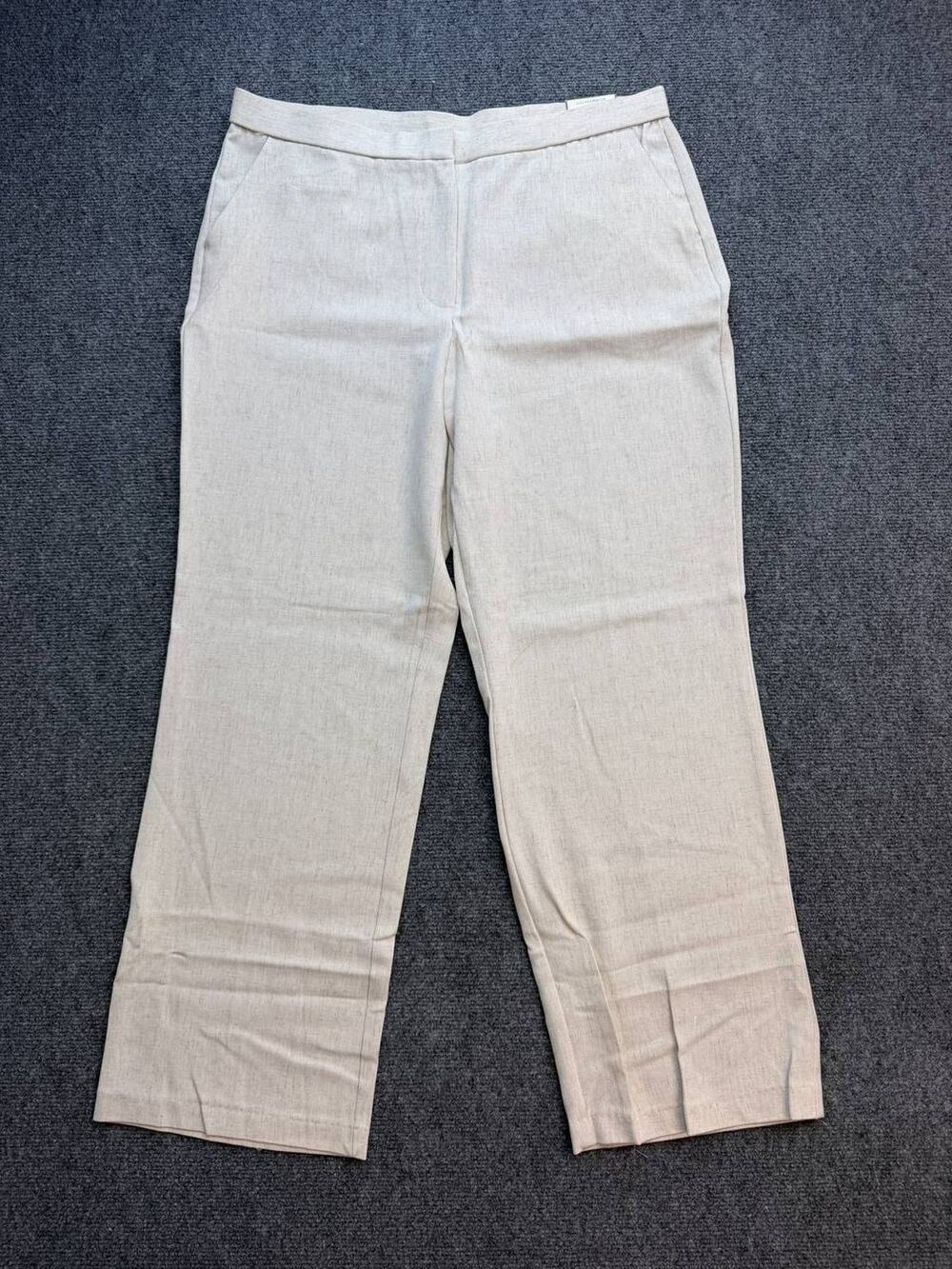 Sag Harbor Women’s 14 Short Flax Linen Blend Stretch Dress Pants NWT